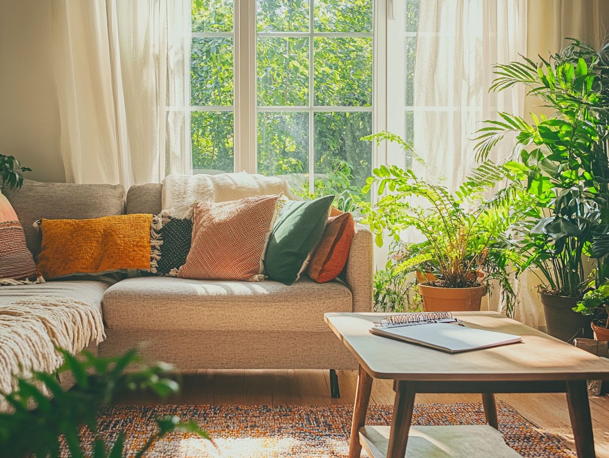 A decorated living room for home staging on a budget.