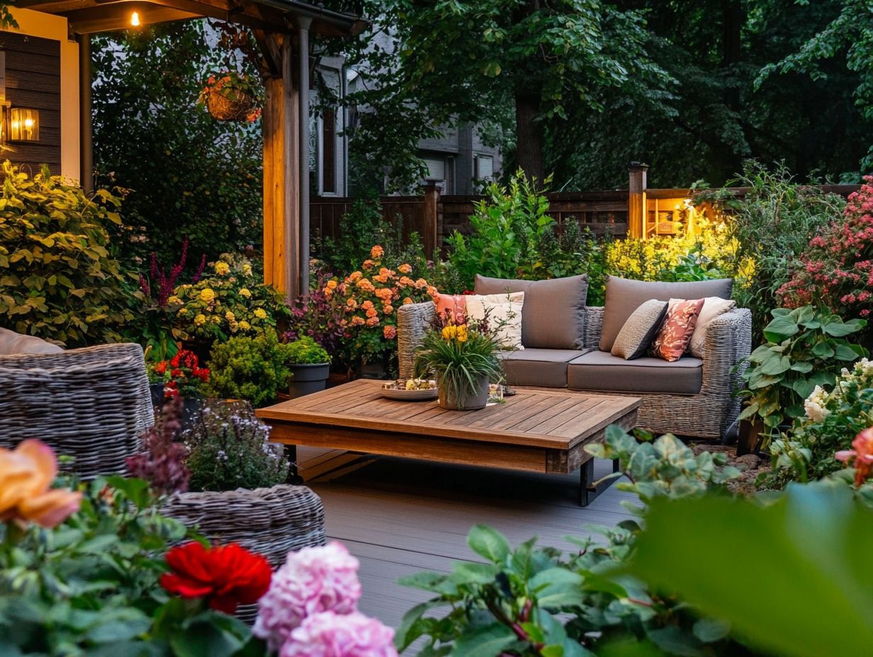 A beautifully staged outdoor space showcasing ideal furniture and decor