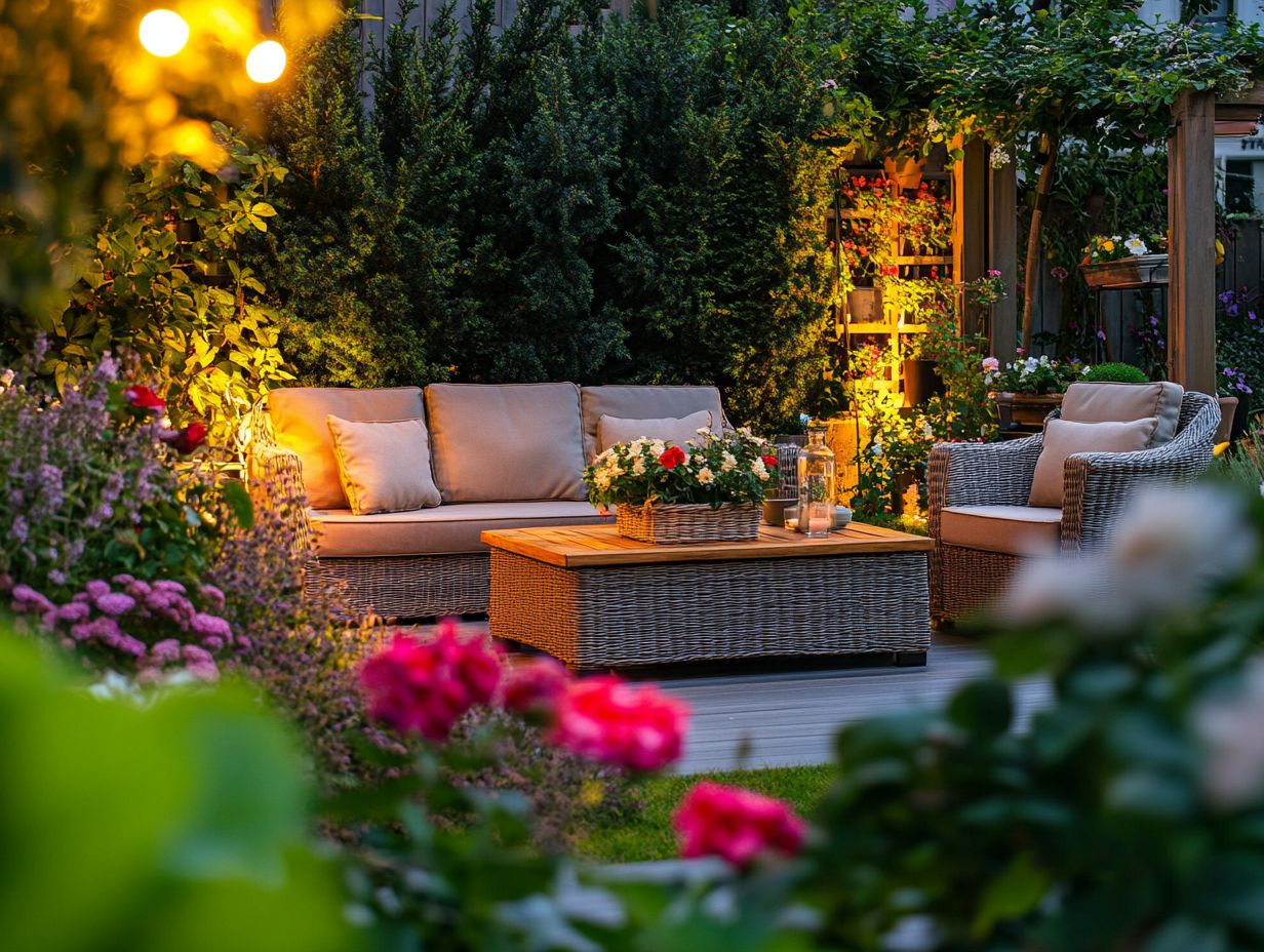 What are some key elements to consider when staging outdoor spaces?