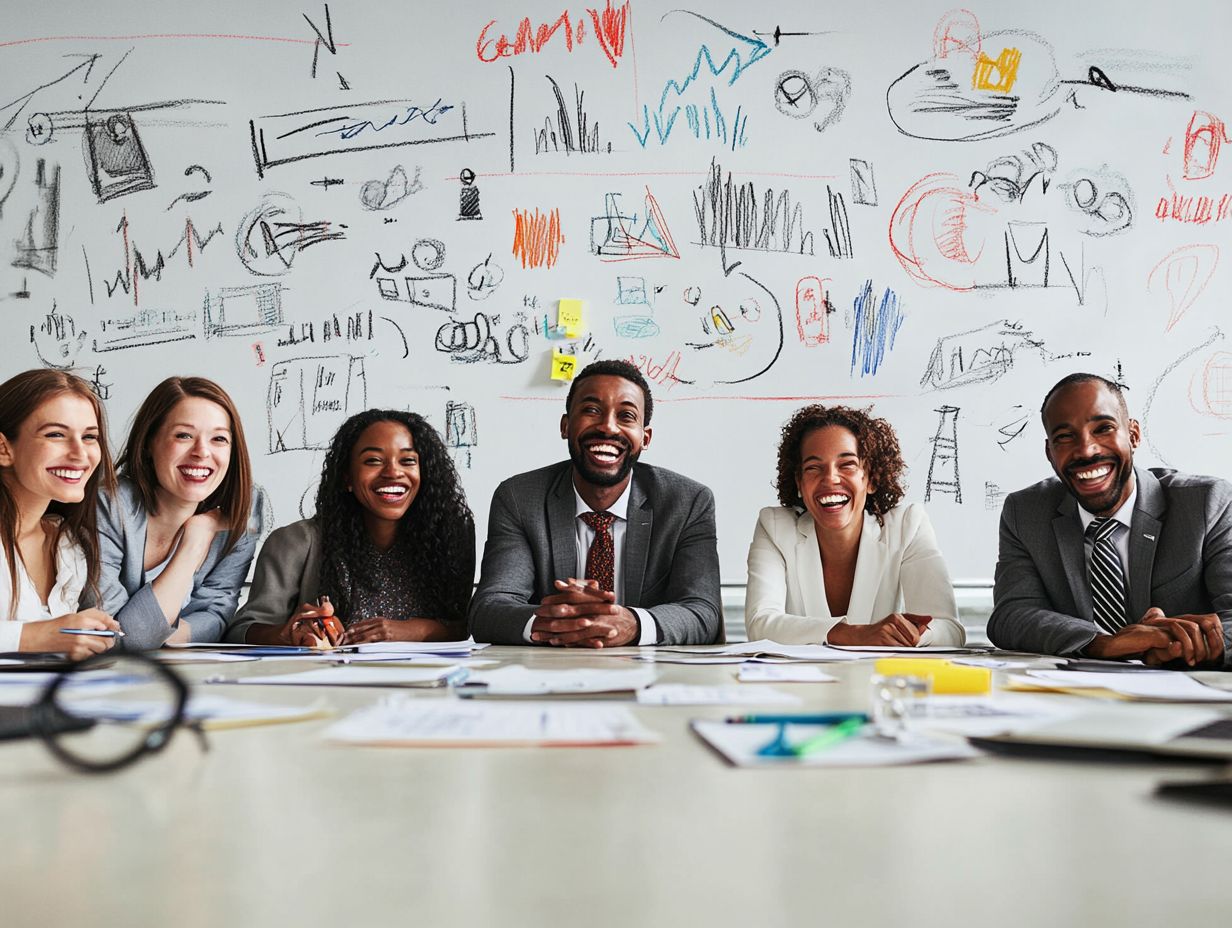 A group of people laughing during a negotiation, showcasing the power of humor.