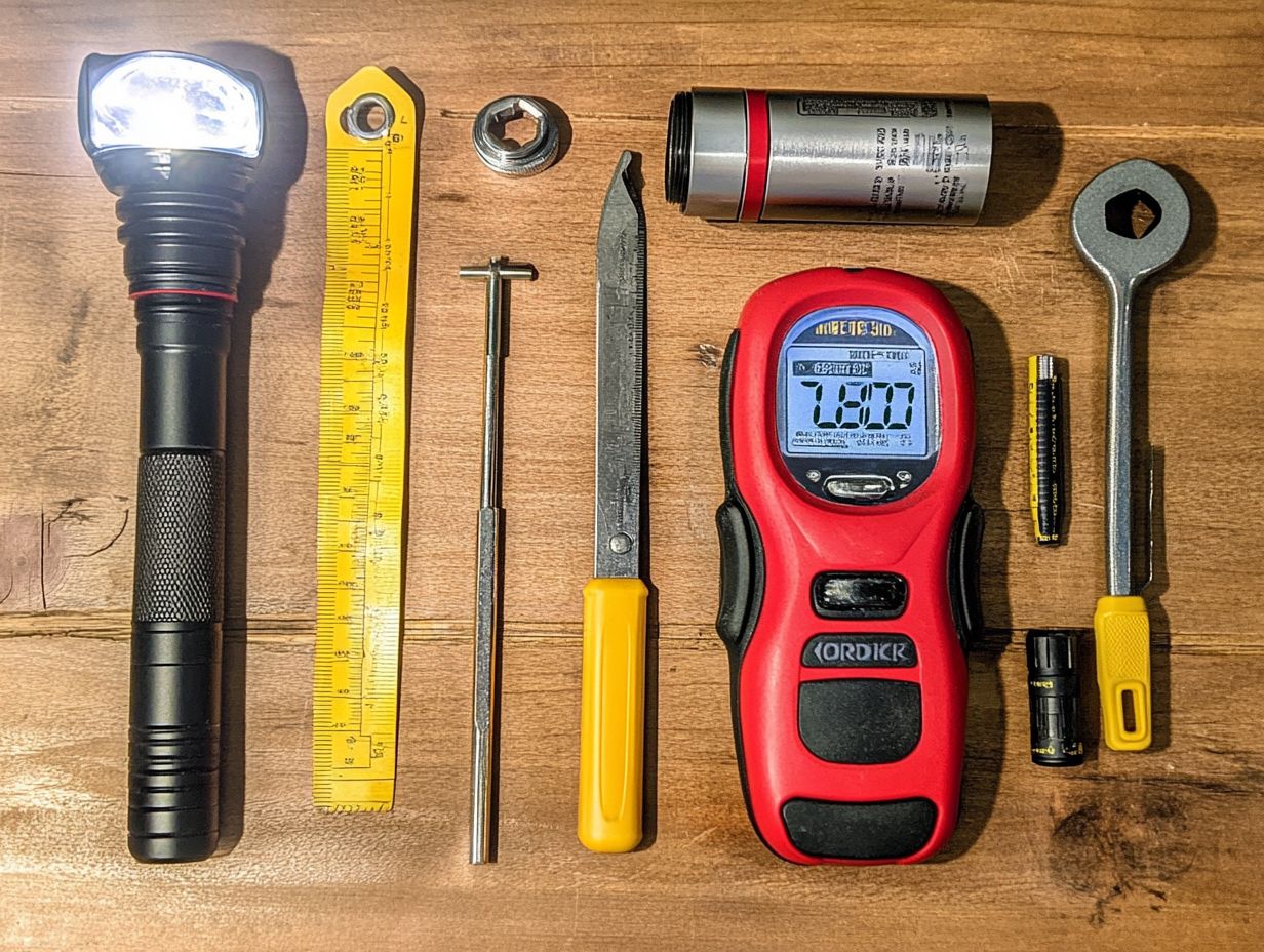 Illustration of the Essential Home Inspection Toolkit with tools listed.