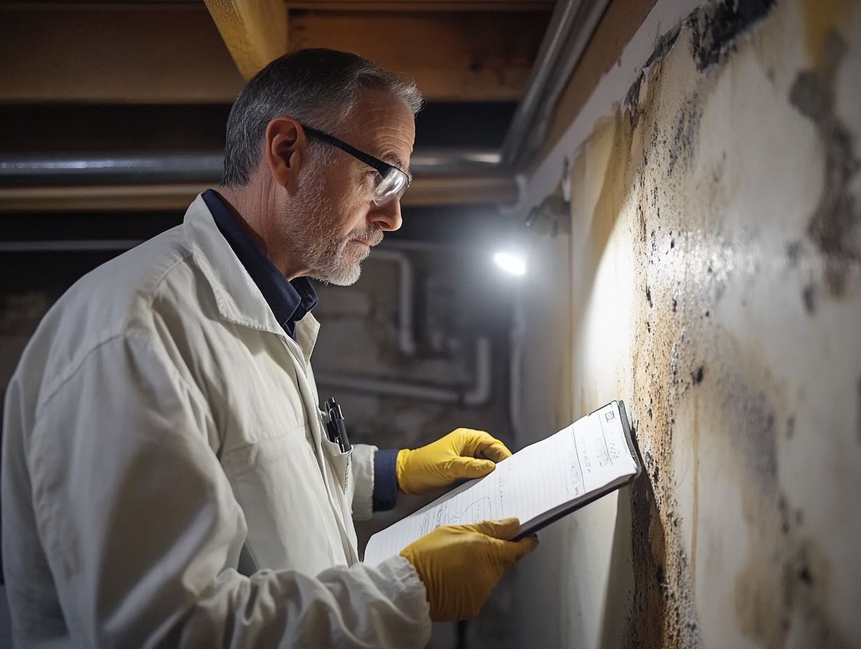 Detailed view of a mold inspection process.